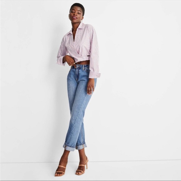 NWT Future Collective Kahlana Barfield Brown High-Rise Faded Boyfriend Jeans - Picture 3 of 3